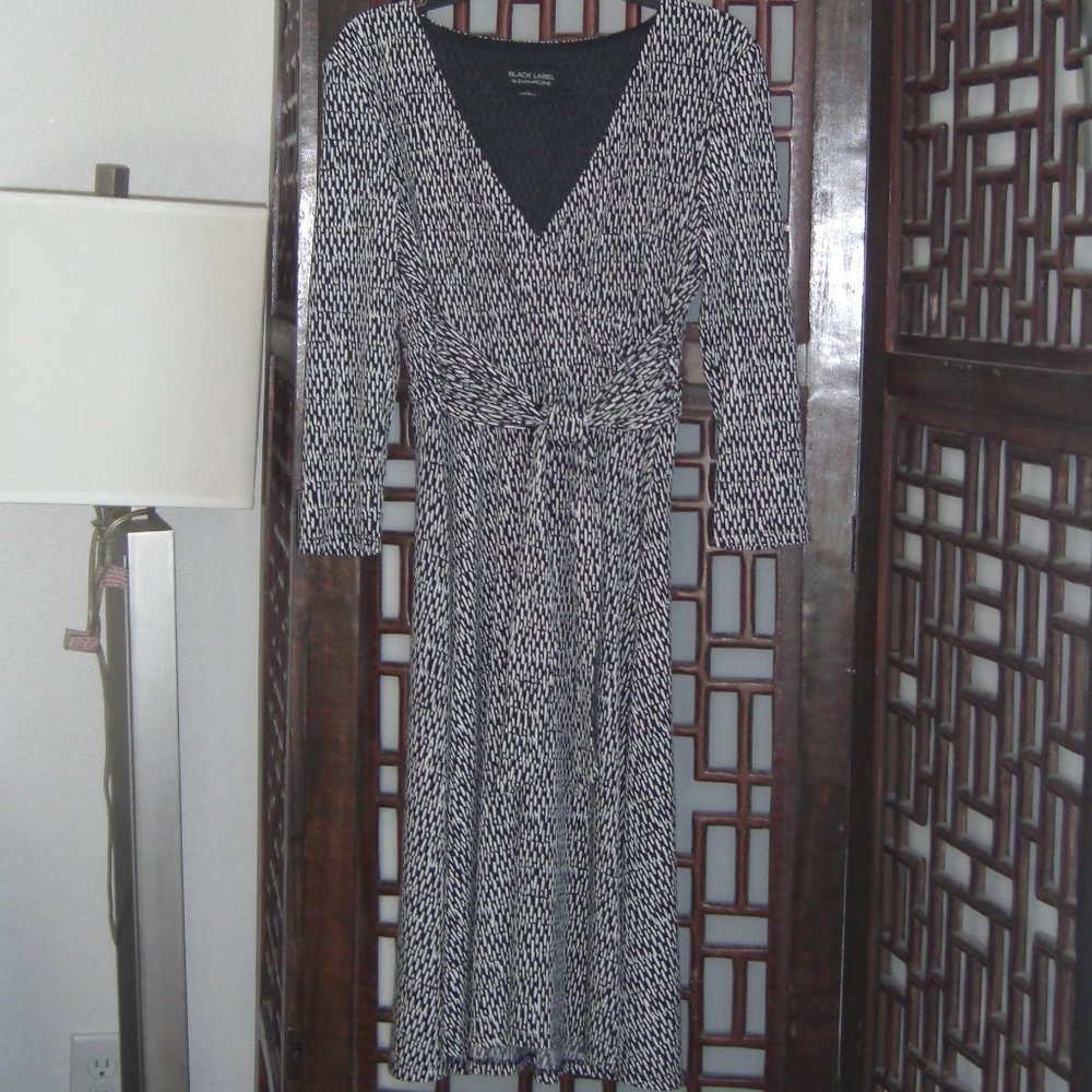 BLACK LABEL FAUX-WRAP FIT & FLARE DRESS